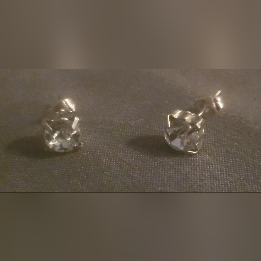 Clear Crystal Golden Stud Earrings